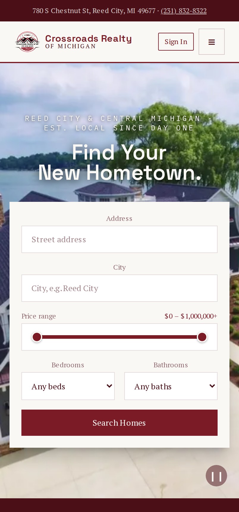 The same site on mobile